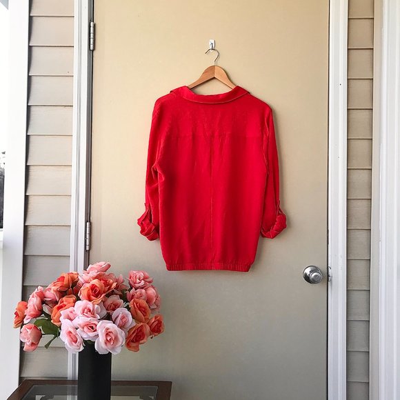 -JONES NEW YORK Pink Tie Up & Button Up Top - Picture 6 of 7